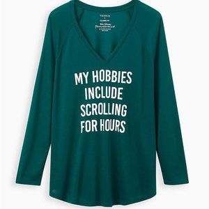 Torrid Classic Fit Raglan Tee - Hobbies Scroll Green 3X